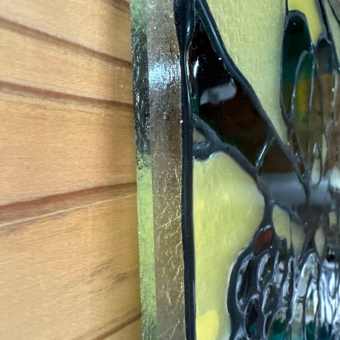 アンティーク　ステンドグラス？パネル　一枚板ガラス