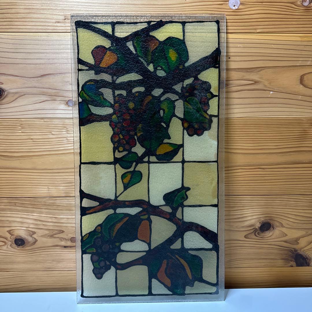 アンティーク　ステンドグラス？パネル　一枚板ガラス