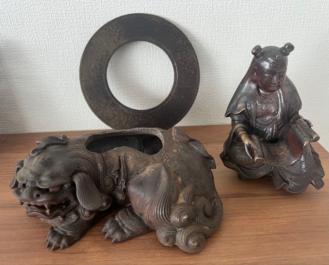 備前焼 文殊菩薩獅子香炉 木村友啓作 古備前写し共箱 アンティーク 美術工芸品