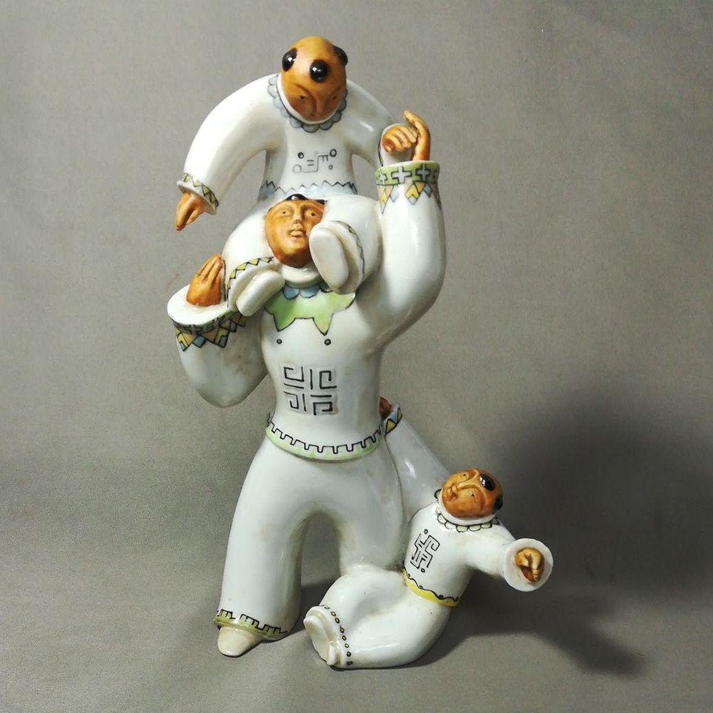 レア　希少　試作　大正　昭和　京都工業研究所　唐子置物　共箱