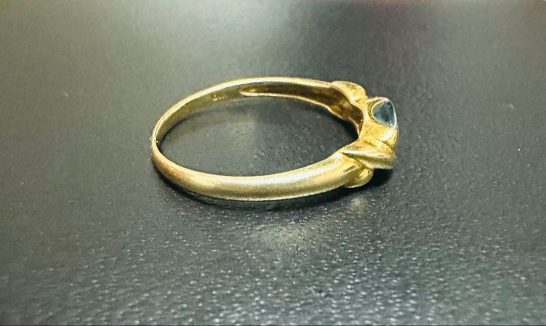 K18 アクアマリン(？) 14号 リング 指輪