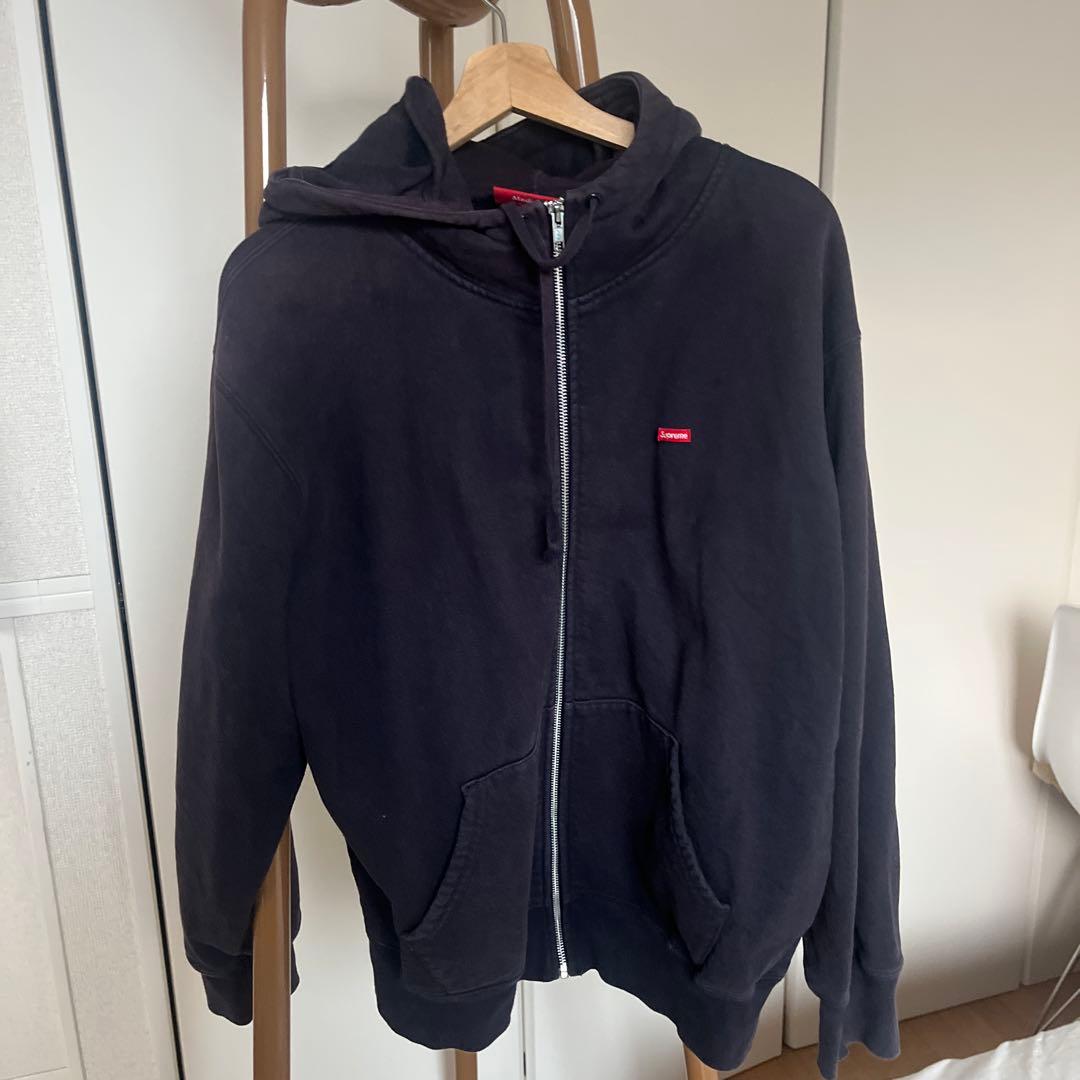 Supreme ネイビー フルジップパーカー　ボックスロゴ