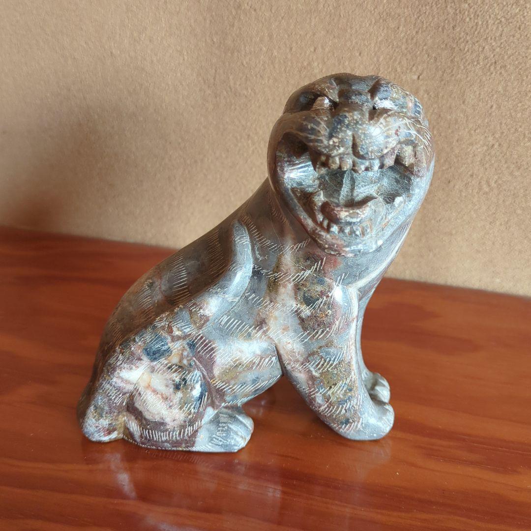 石製動物彫刻 笑顔の表情　骨董品　古美術　寅　虎　タイガー石像