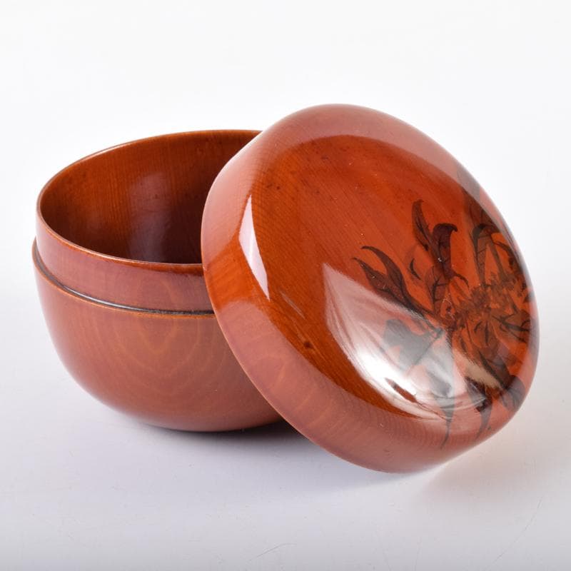 茶道具　朱塗　花草文　棗　在銘　共箱　V　6891