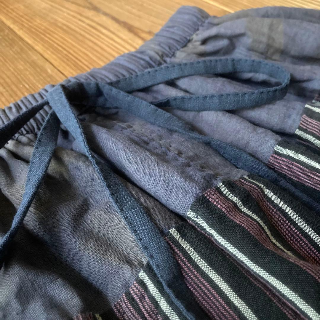 古布リメイク 風呂敷 縞木綿 ピエロもんぺ サルエル モンキーパンツ