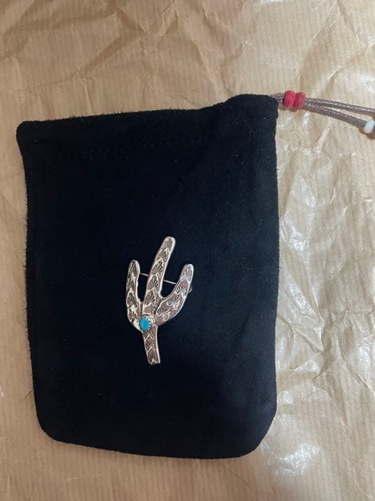 極美品☆インディアンジュエリー☆サボテン ピン&ペンダントトップ