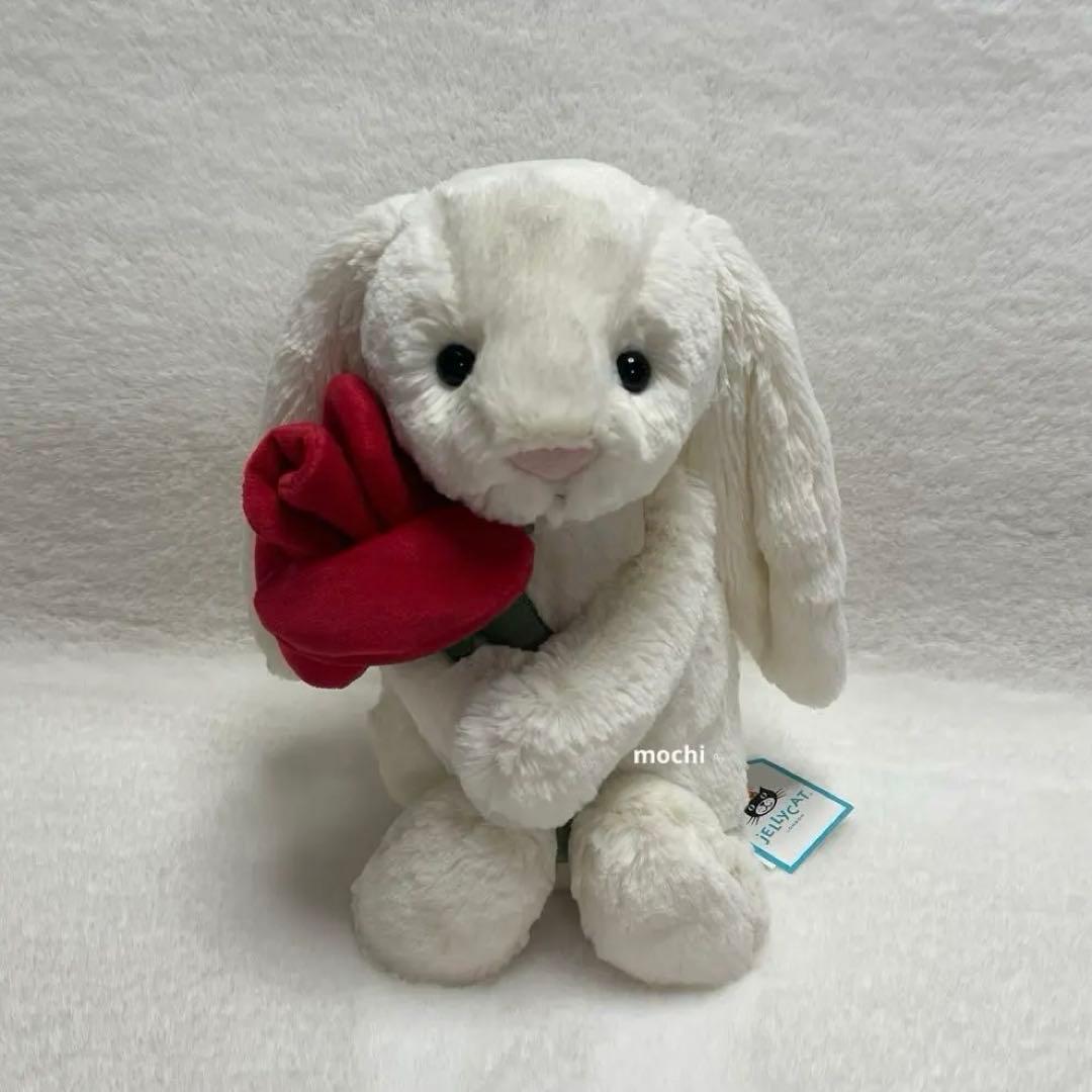  Cream Bunny With Rose うさぎ ぬいぐるみ