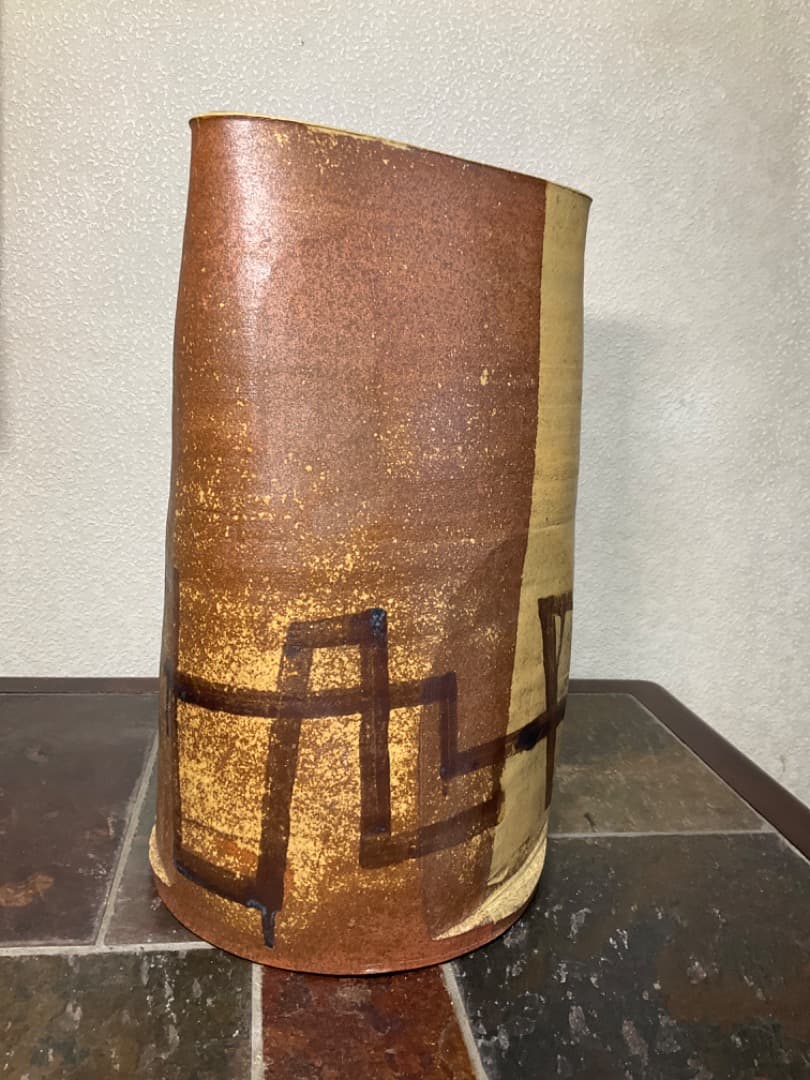 【お値下げ】萩焼　玉俤山　野坂江月堂　伊羅保手　花器　希少