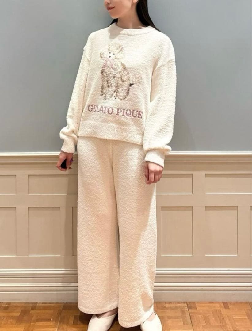 【新品】ジェラートピケ　プードルジャガードプルオーバーベビモコロングパンツ上下