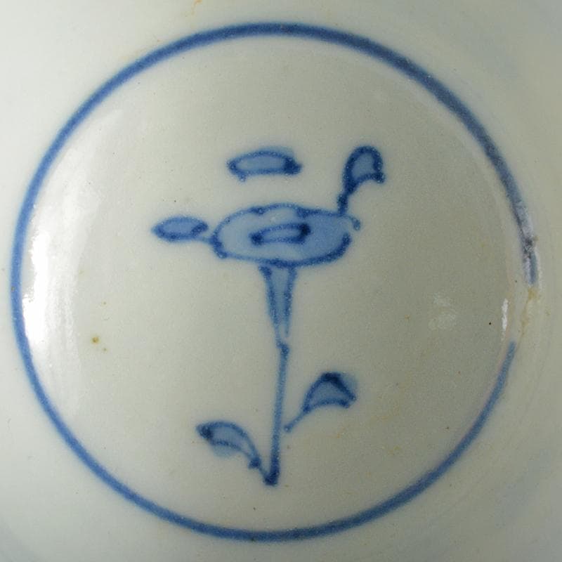 煎茶道具　伊万里焼　古伊万里　染付　花蝶文　煎茶碗　五客　時代箱　D　R6222