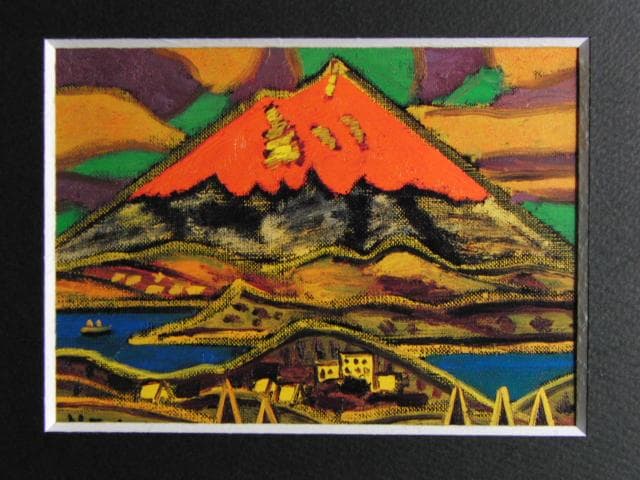 田崎広助、『朱富士』、希少な画集より、新品高級額・額装付