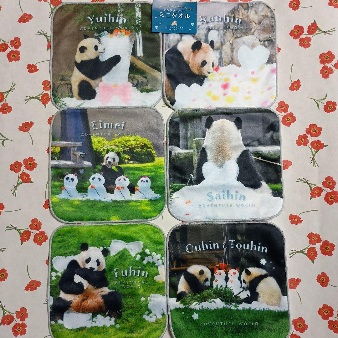 アドベンチャーワールド　先行ガチャ　パンダ ミニタオル 　6枚コンプリート