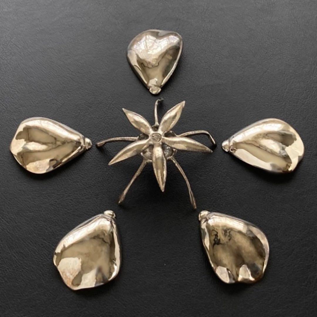 花びら トレイ プレート 小物置き 灰皿 置物 金属 銀色 レトロ ヴィンテージ