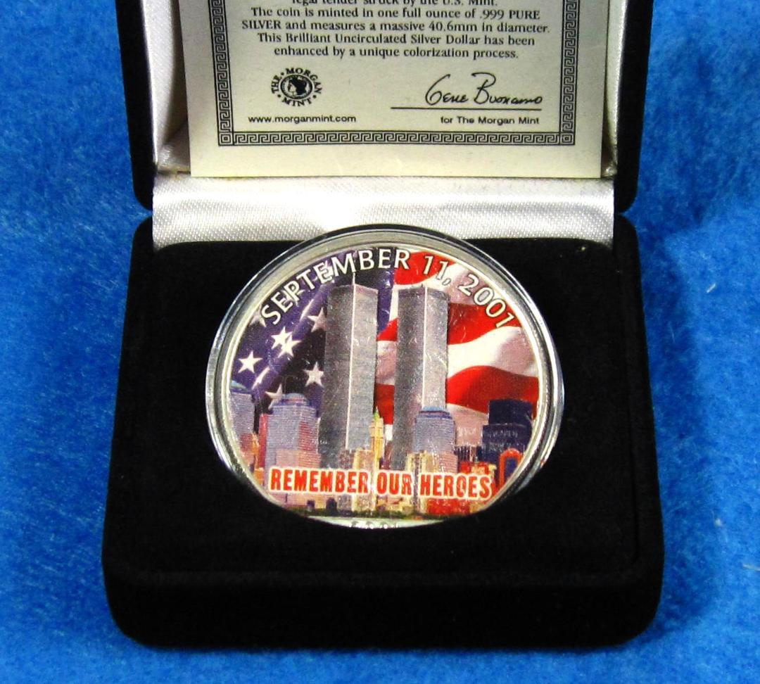 ０１年　カラー　アメリカンシルバーイーグル　１オンス１ドル銀貨　ＷＴＣリメンバー