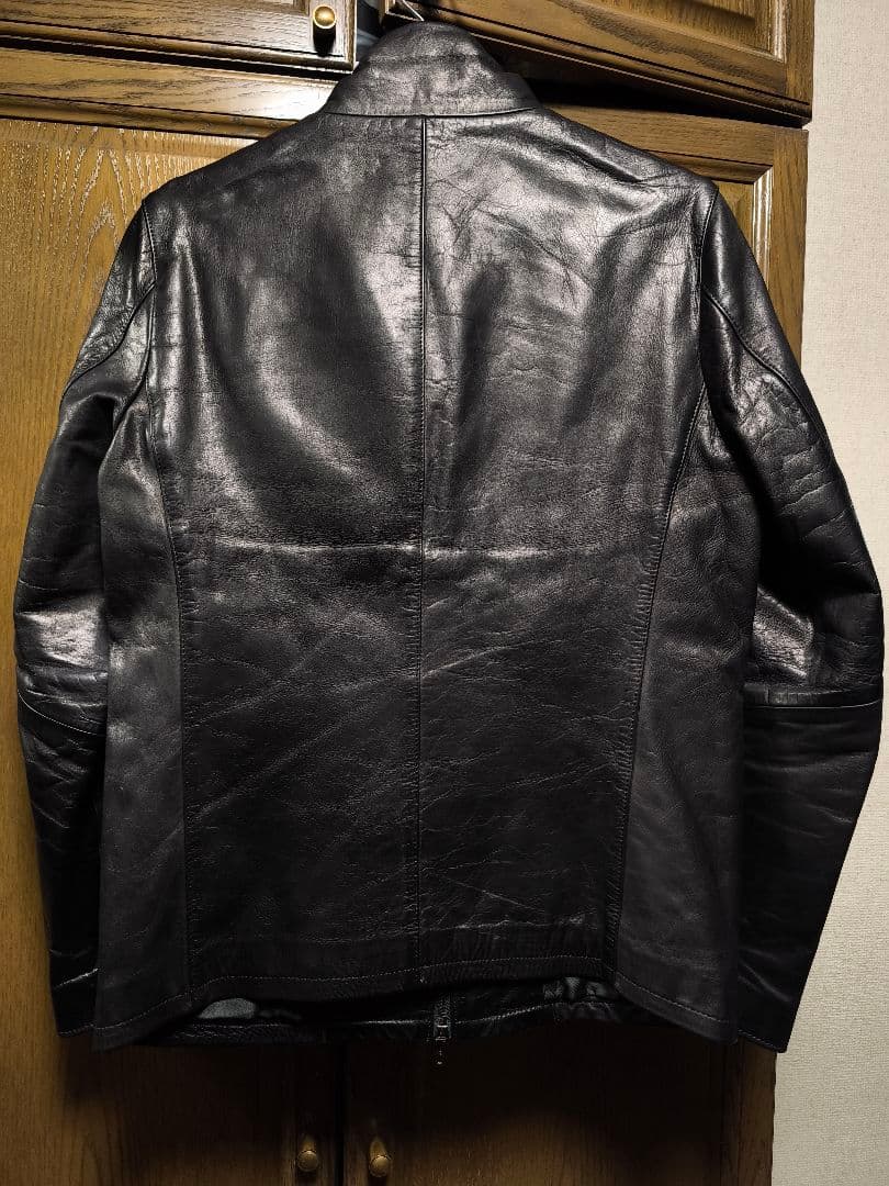 ラウンジリザード　ハイネック カウレザージャケット　サイズ3　ブラック