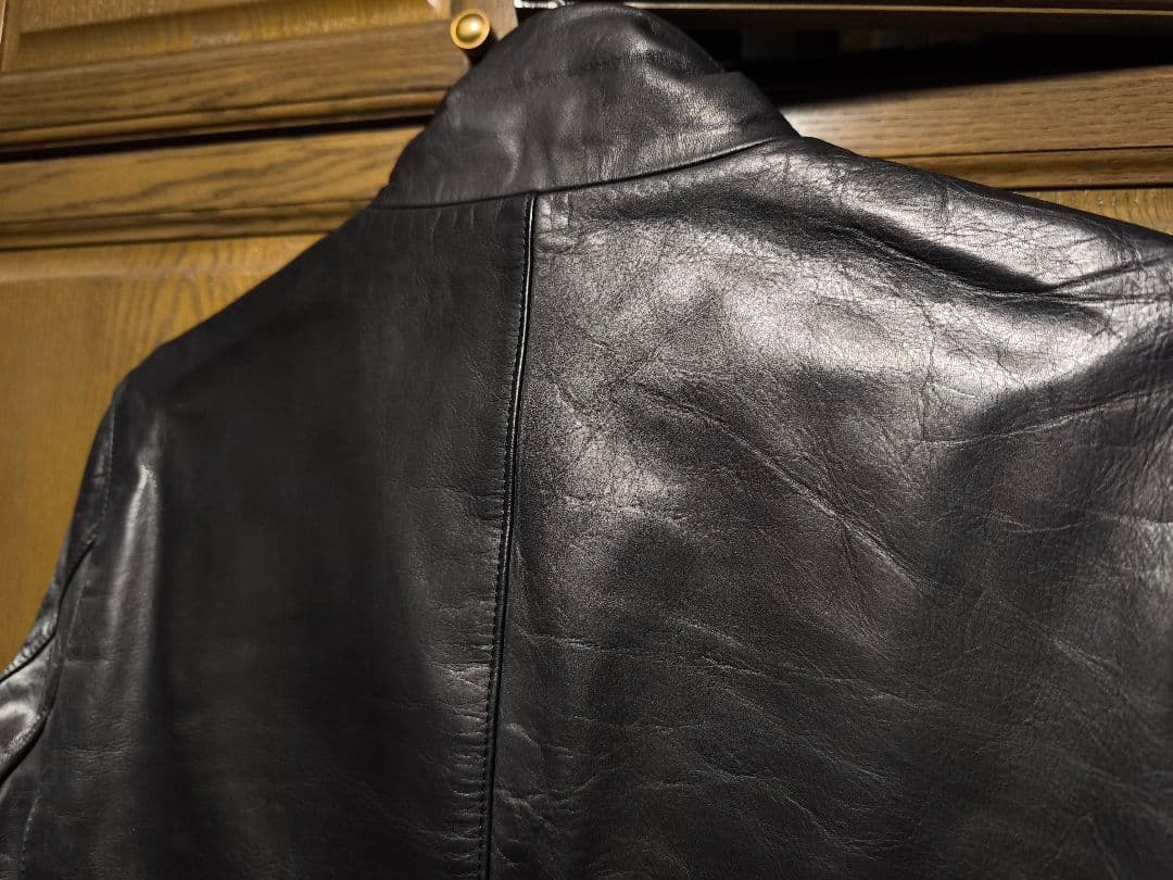 ラウンジリザード　ハイネック カウレザージャケット　サイズ3　ブラック