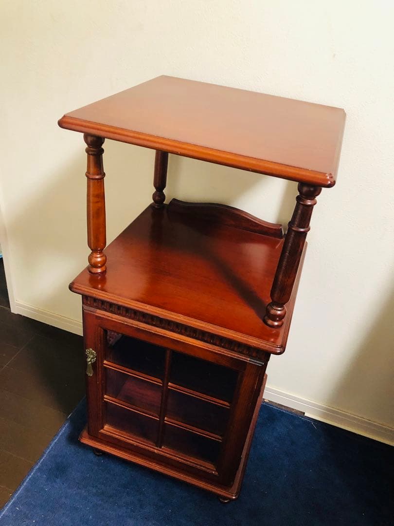 四国工芸　木製電話台・ファックス台 2段式 ブラウン