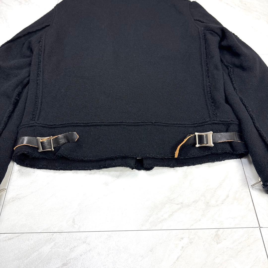 ジュンヤワタナベ コムデギャルソン ルイスレザー 縮絨 ニット ライダース M