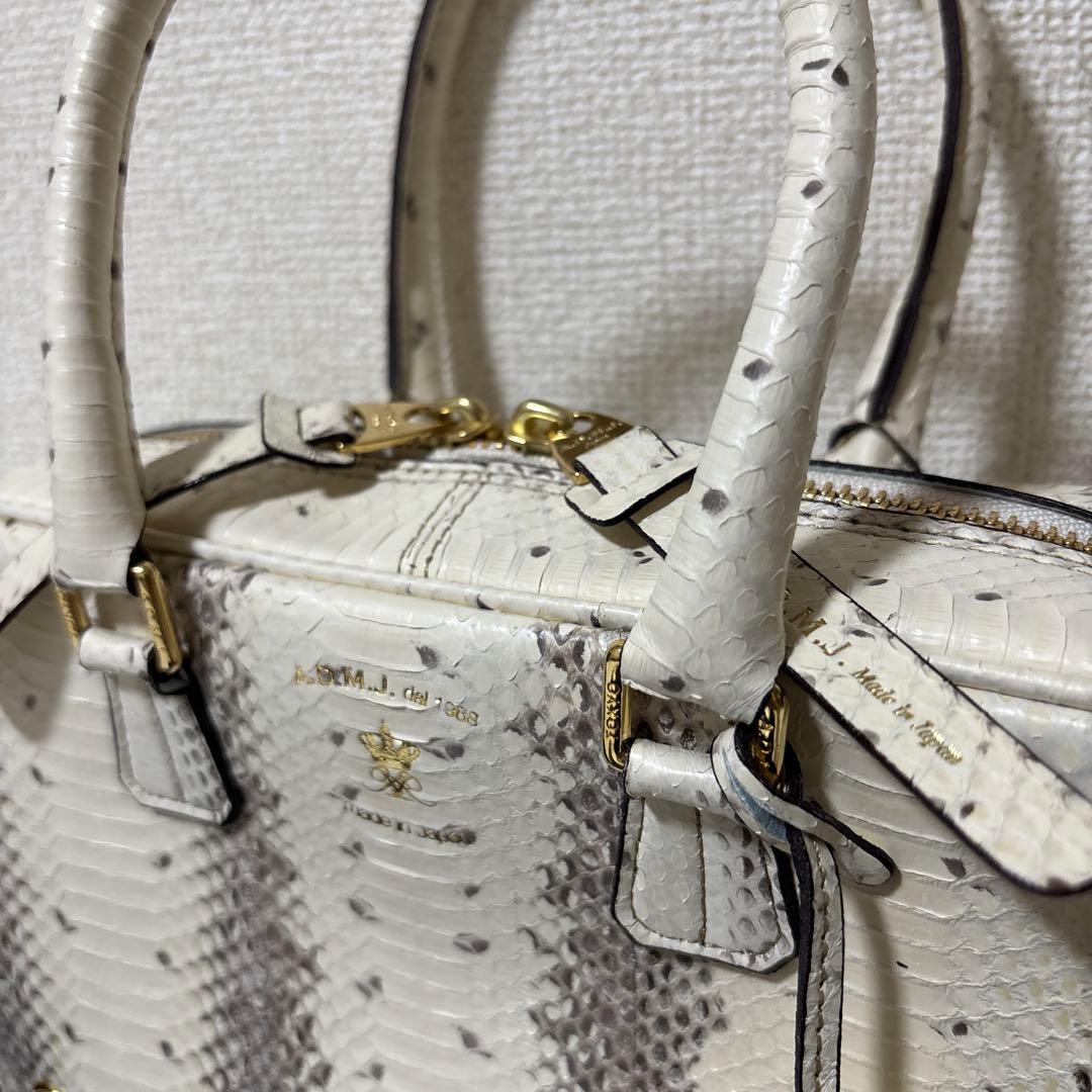 ADMJ スネークレザー　パイソン　ボストン　ショルダーバッグ　ハンドバッグ