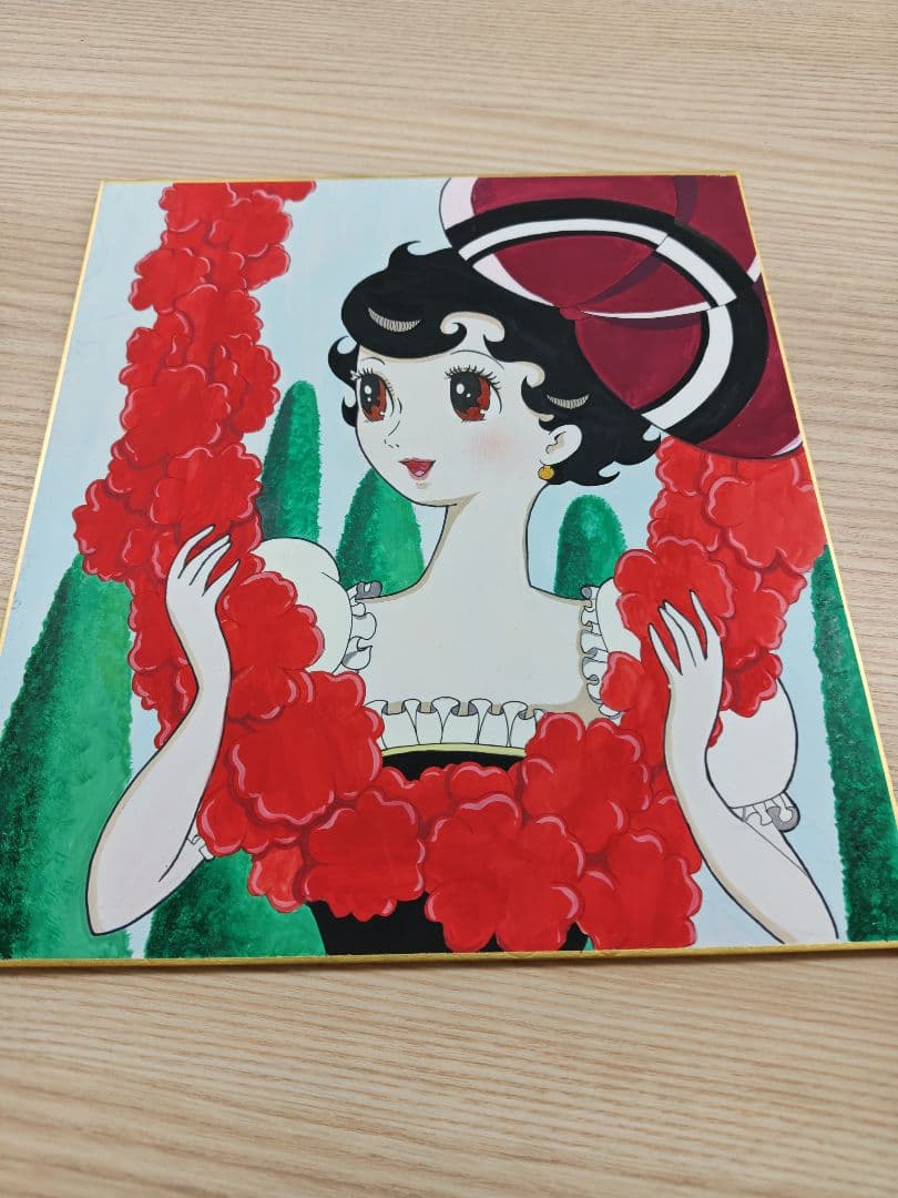 リボンの騎士　手描きイラスト入りサイン色紙