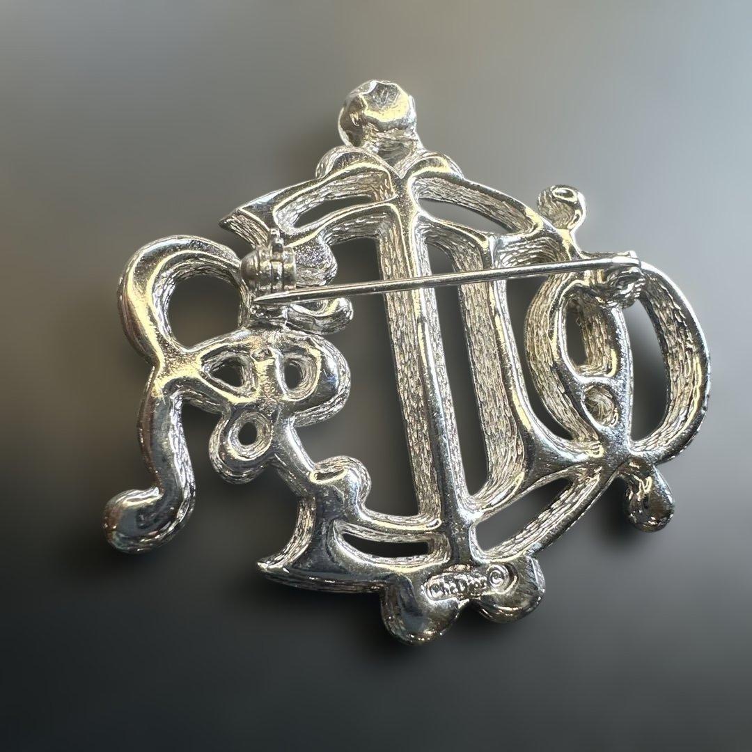 【vintage】ディオール　ラインストーン　エンブレム　ロゴブローチ