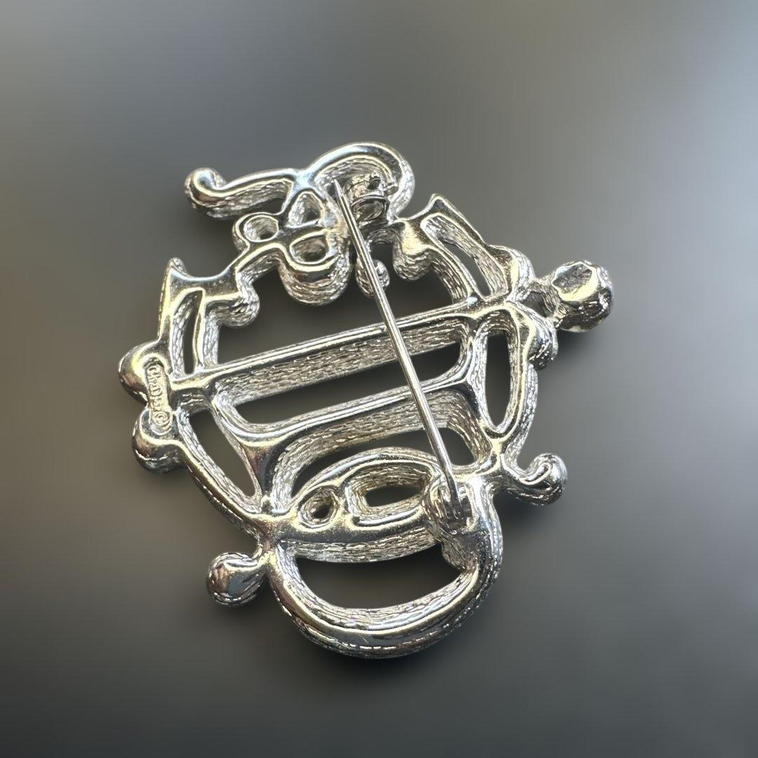 【vintage】ディオール　ラインストーン　エンブレム　ロゴブローチ