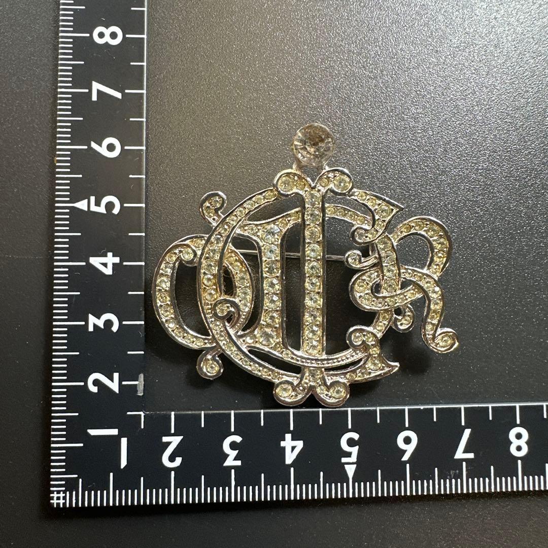 【vintage】ディオール　ラインストーン　エンブレム　ロゴブローチ