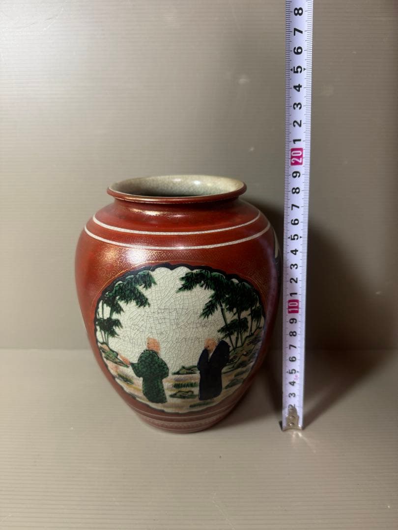 2858 九谷焼　山水人物文　花瓶