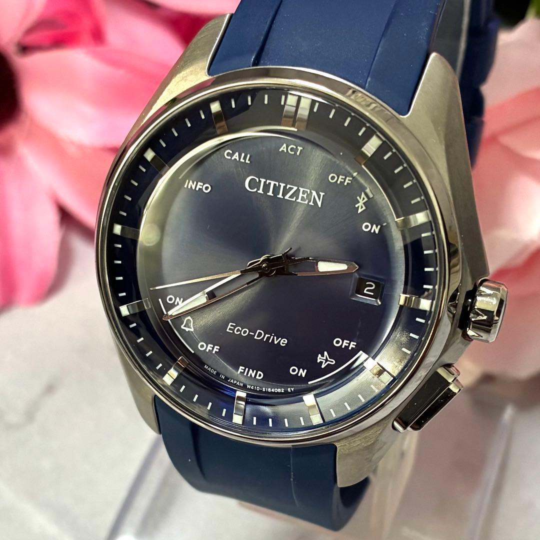 【美品】シチズン 腕時計 Bluetooth ソーラー W410 ネイビー