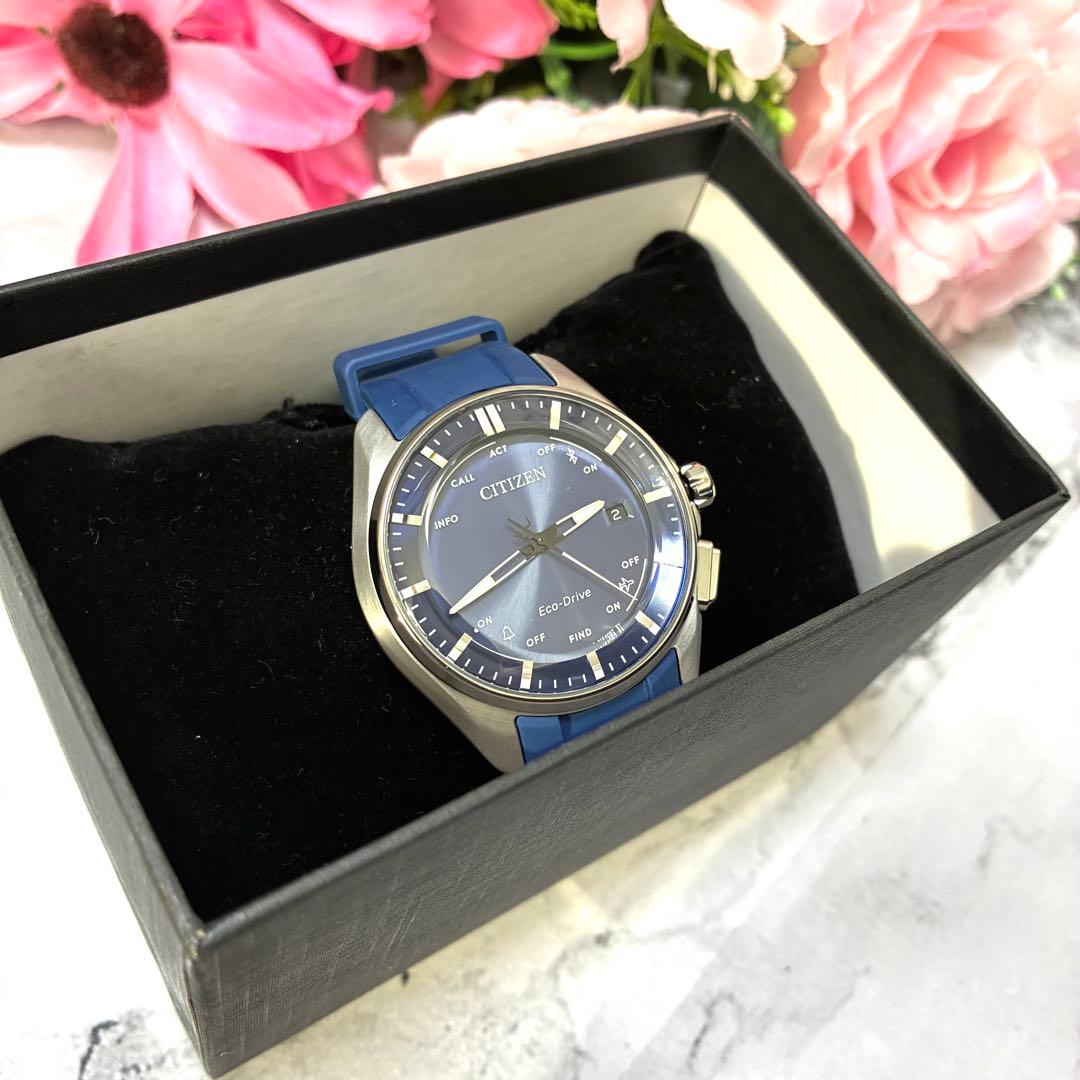 【美品】シチズン 腕時計 Bluetooth ソーラー W410 ネイビー