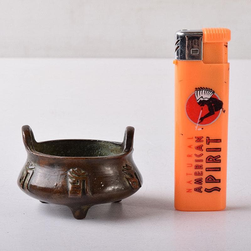 中国　古銅宣徳銅　漢詩刻　沖耳爐　香炉　V R8474