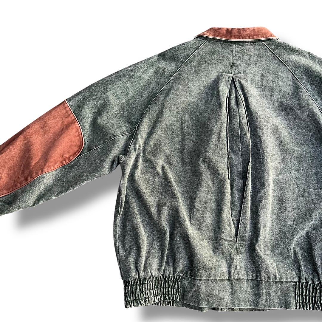 90’s vintage デニムブルゾン レザー切り替え ハリントンジャケット