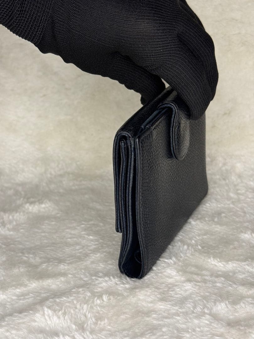 【CHANEL✨】二つ折り財布 キャビアスキン ブラック