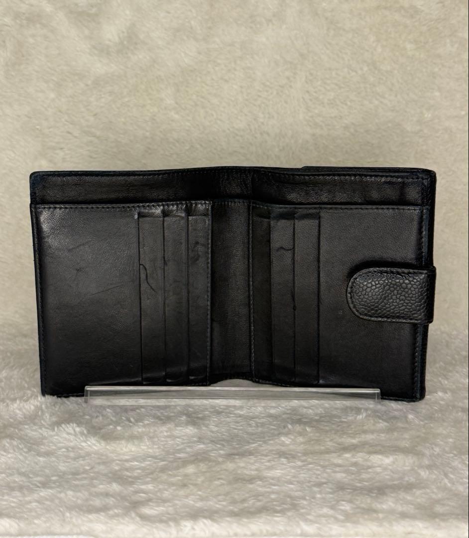 【CHANEL✨】二つ折り財布 キャビアスキン ブラック