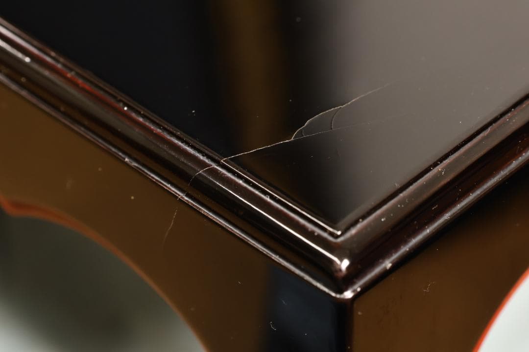 時代漆器　特大　京都高級漆器　美濃屋 監製　厚物式 平卓　黒塗　床飾　漆芸品