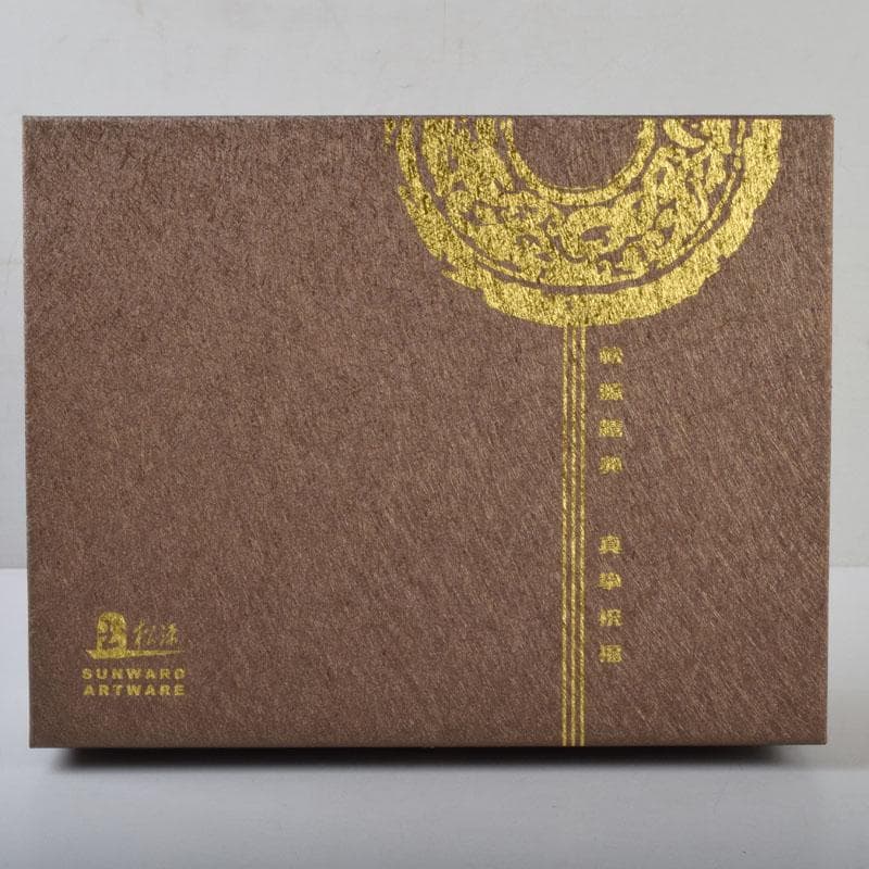 中国　松源工芸　玉石白玉彫刻　花　置物　証書・ケース・箱付　C　9108