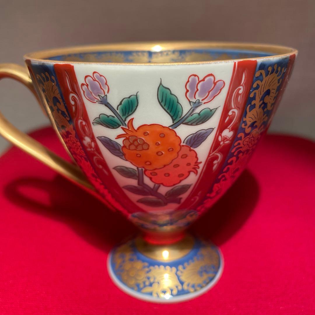 箱有り　林九郎窯 有田焼 古伊万里 染錦 金彩 カップ　 珈琲椀 林九郎作