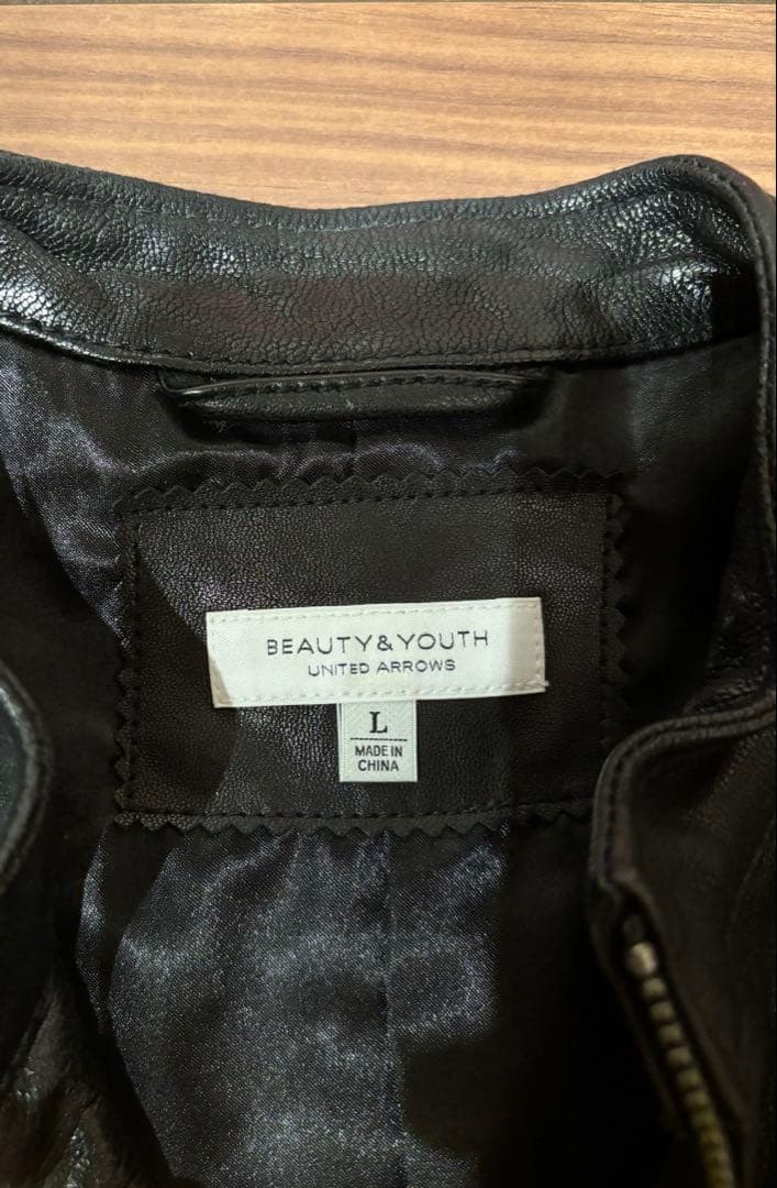 BEAUTY&YOUTH レザーシングルライダースジャケット L ブラック