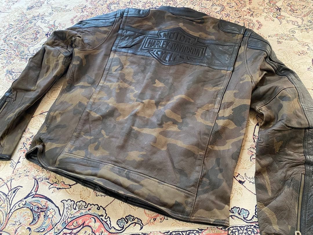 新品未使用HARLEY-DAVIDSON 迷彩レザーロゴジャケット 在庫限り