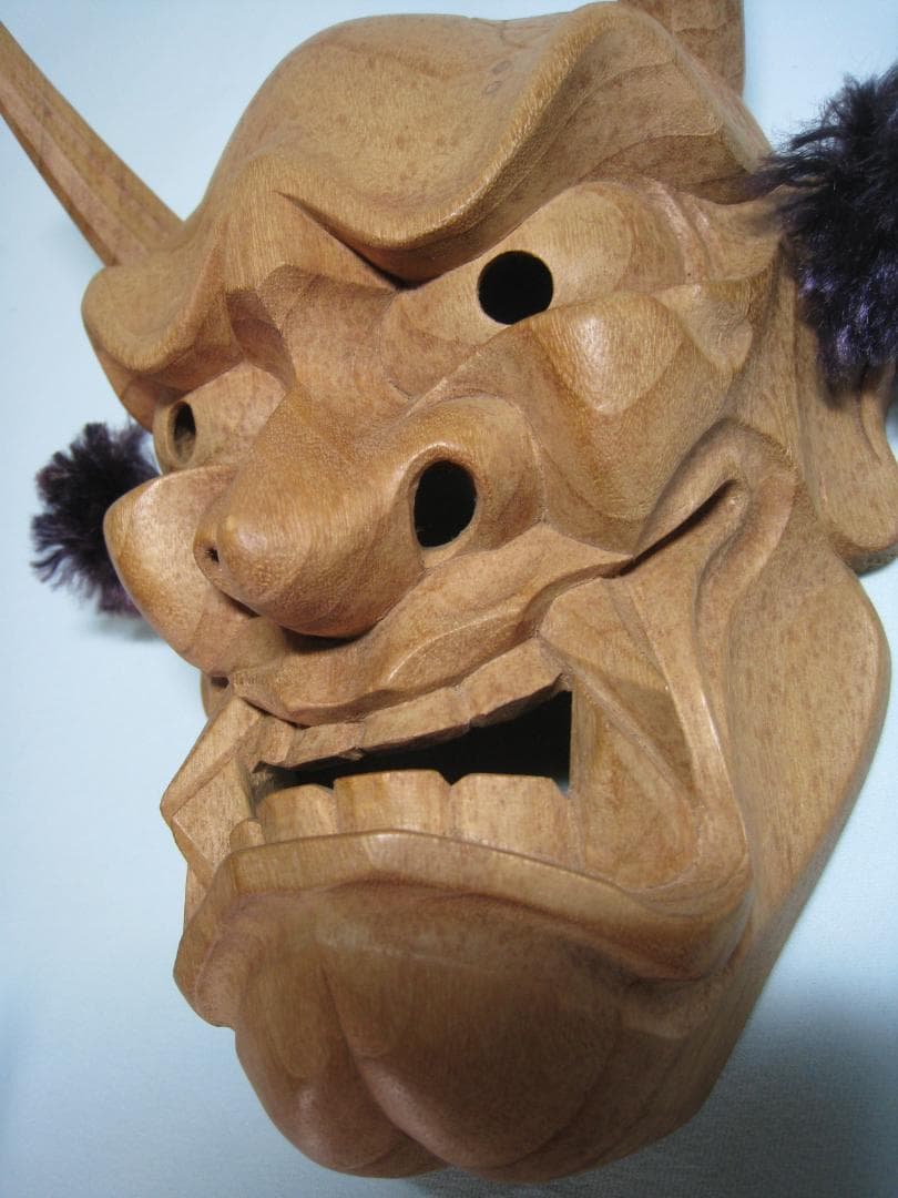 山中象堂　般若面　本物の讃岐一刀彫　一位材