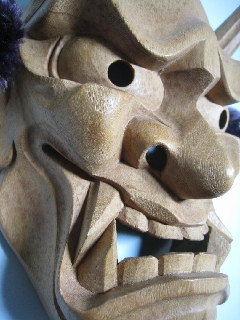 山中象堂　般若面　本物の讃岐一刀彫　一位材