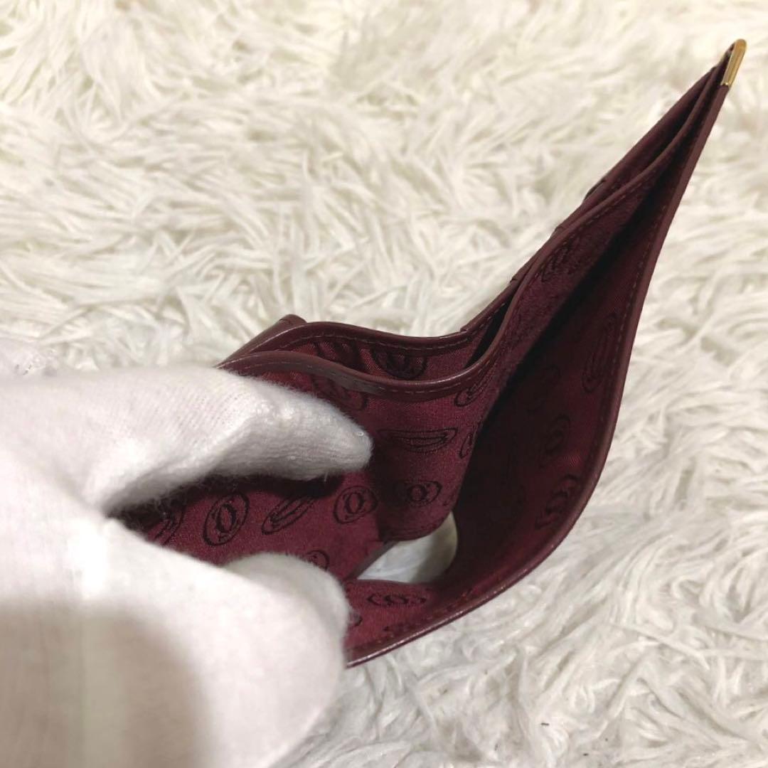 未使用✨カルティエ　 レザー　二つ折り財布 マストライン ボルドー系