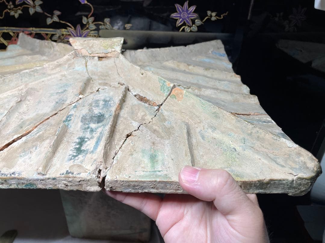 漢代陶器。漢時代。漢綠釉。約2000年。古美術。骨董品。殘品。舊家蔵出し。