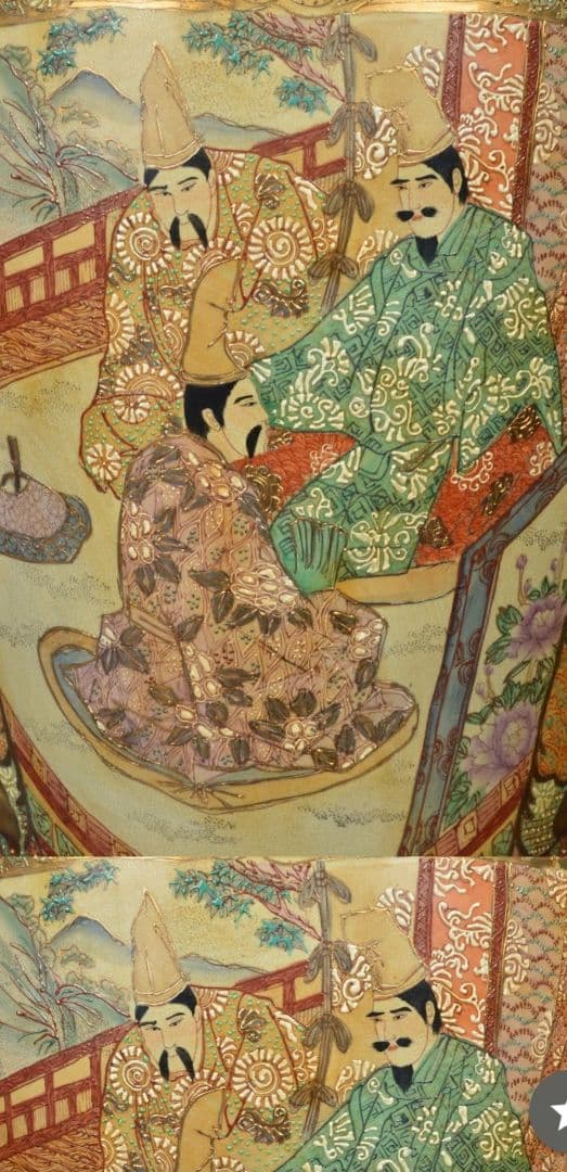 【大型96cm 美品】薩摩豪華絢爛 金襴手大名細密絵付 特大 花瓶 飾り壷 大壺