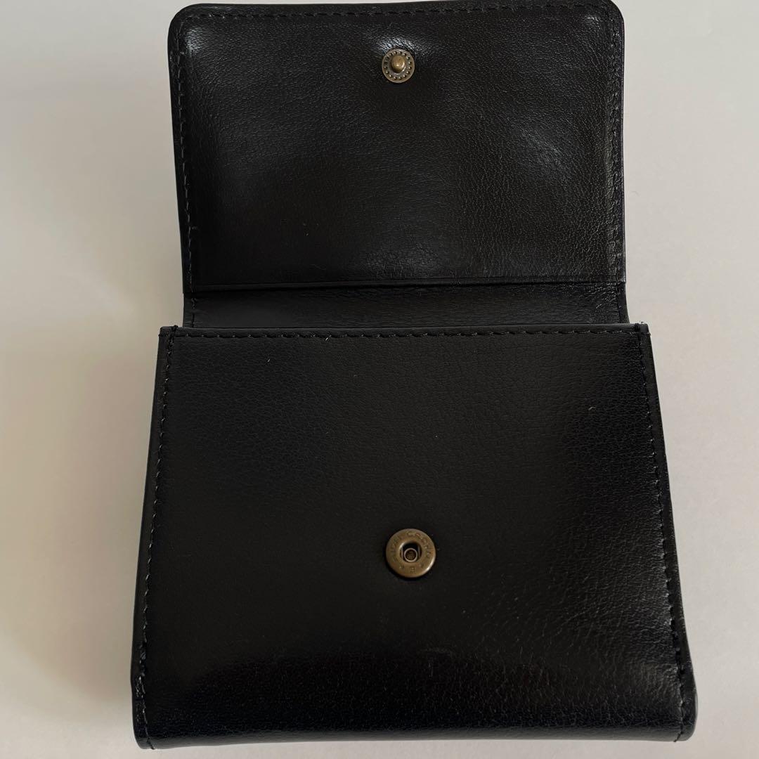 極美品 ANNA SUI 二つ折り財布 黒 レザー バタフライ 蝶 コンパクト