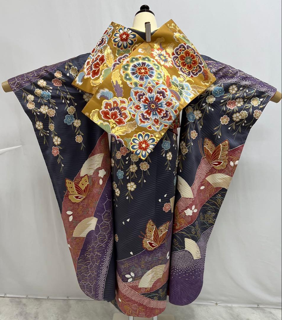 振り袖　フルセット　長襦袢　成人式　金彩加工　刺繍入り　セット　しつけ付　586