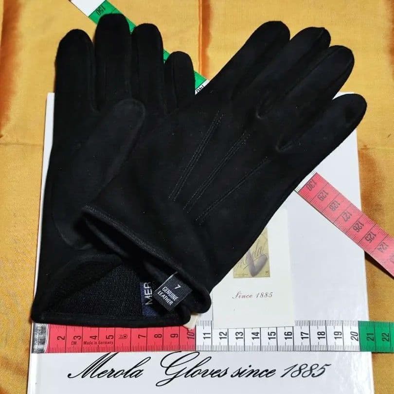 今季 メローラ スエード黒 カシミア黒 グローブ 革手袋 MEROLA