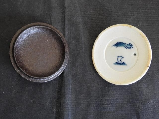 平霰地紋　銚子　赤絵替蓋添　釡師　佐藤浄清　共箱　４７６