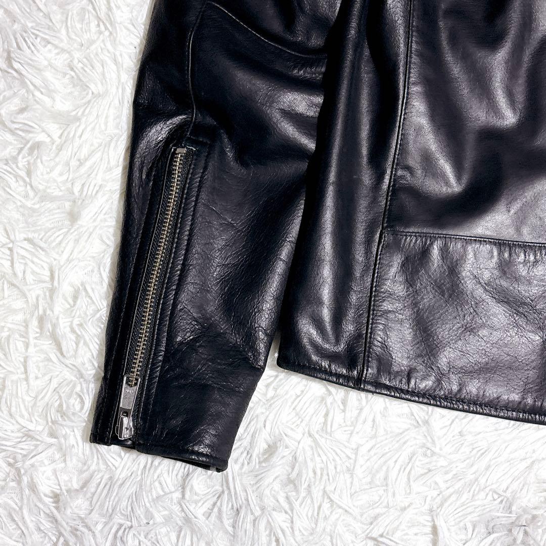 【美品】EDIFICE シングルライダース レザージャケット Lブラック 本革