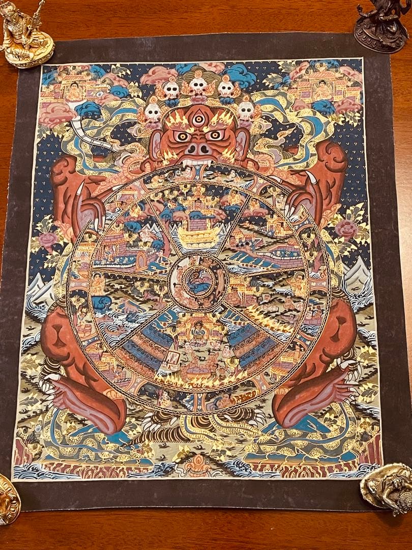 チベット密教 手描き曼荼羅（マンダラ）タンカ【新品・一点物】肉筆画 D3